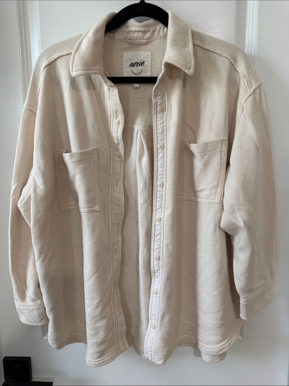 Aerie Oversized Cream Shacket